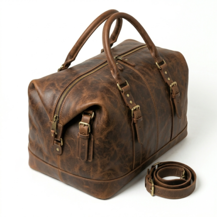 Men's Classic Brown Weekend Leather Duffle Bag – 100% Genuine Cowhide | Leathiques