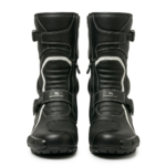 Men's Black & White Mid Height Racing Motorbike Leather Boots – 100% Genuine Cowhide | Leathiques