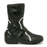 Men's Black & White Mid Height Racing Motorbike Leather Boots – 100% Genuine Cowhide | Leathiques - Image 3