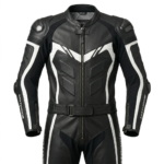 Men's Black & White One Piece Motorbike Leather Suit – 100% Genuine Cowhide | Leathiques - Image 3